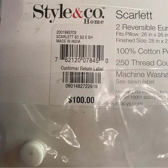 NWT Style& Co. Home two reversible euro pillow shams. Multicolor. - Picture 7 of 7